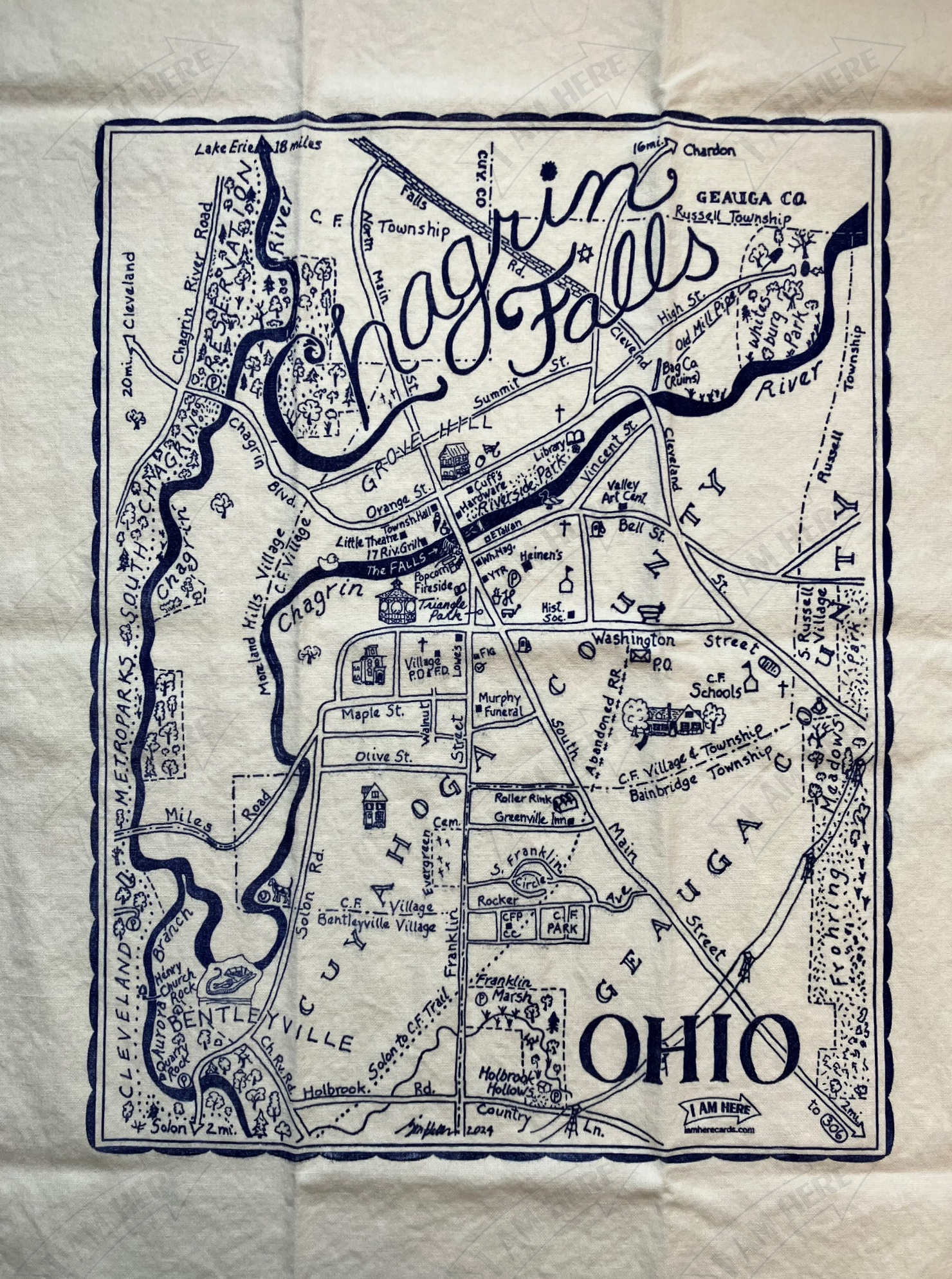 Chagrin Falls, OH Tea Towel