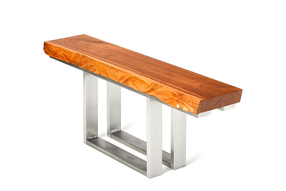 Live Edge Hand Carved Cherry Wood Bench Living Edge Handcrafted Furnishings