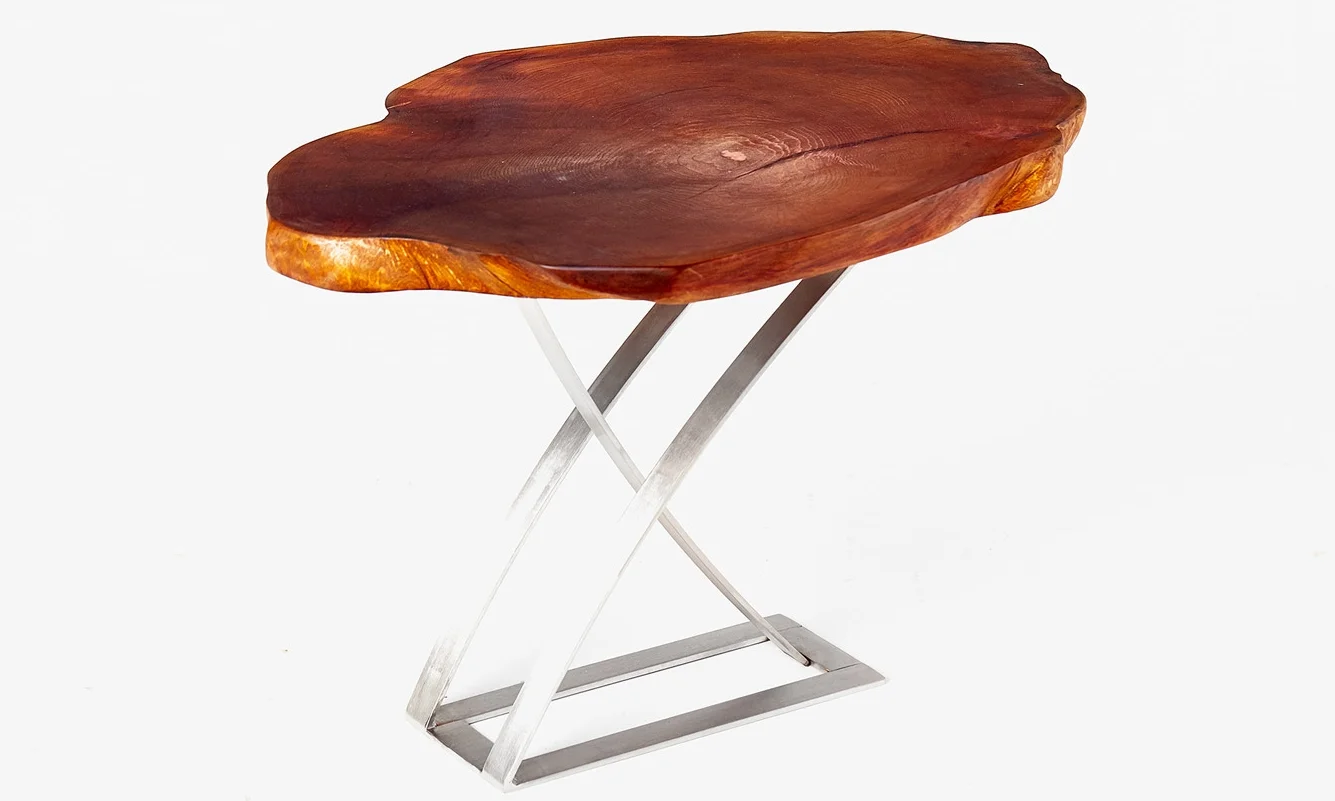End Table with Carved Stainless Legs