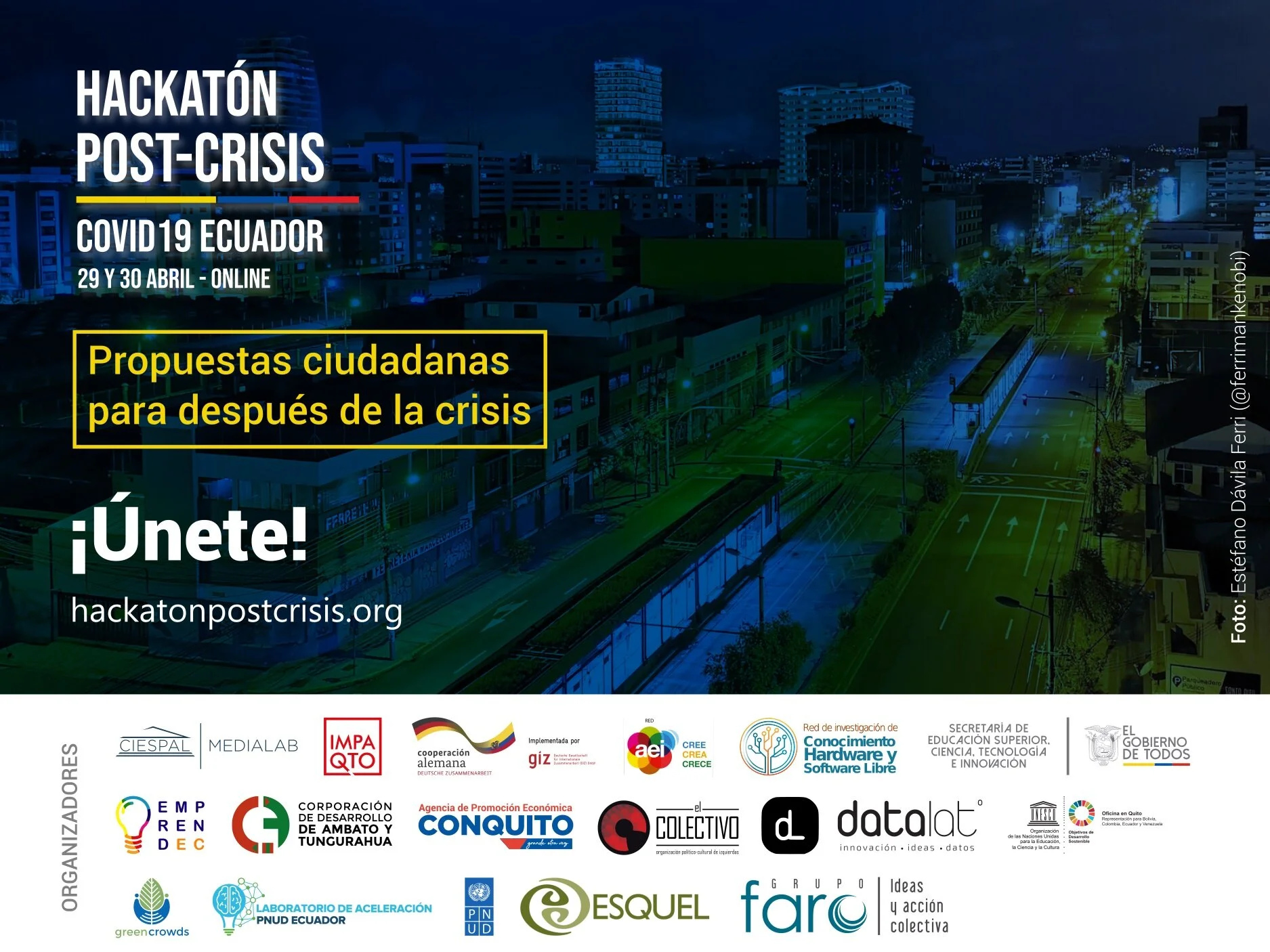 PARTICIPA EN EL “HACKATÓN POST – CRISIS COVID 19 ECUADOR”