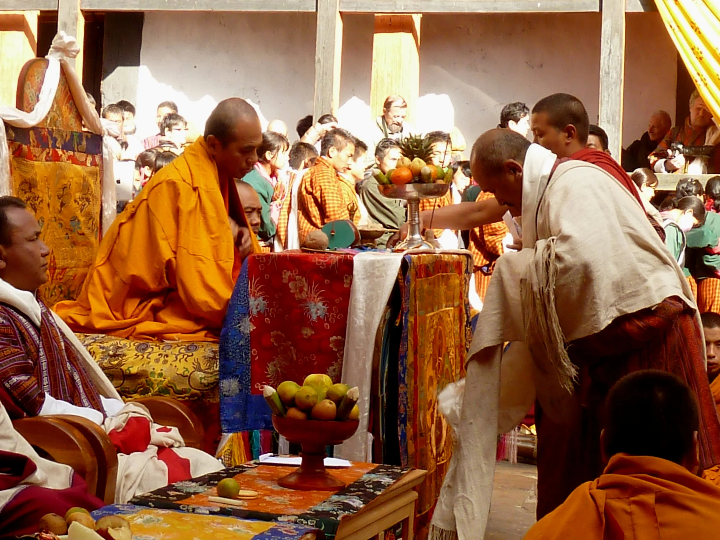 Making offerings to the head lama