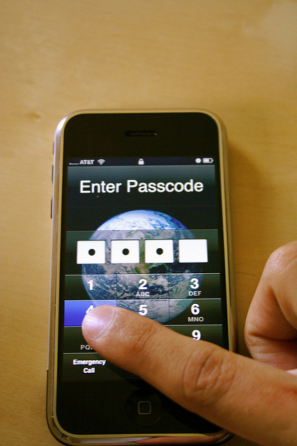 Users enter a passcode to use or access data on an iPhone. Pieter Ouwerkerk CC-BY-NC-2.0