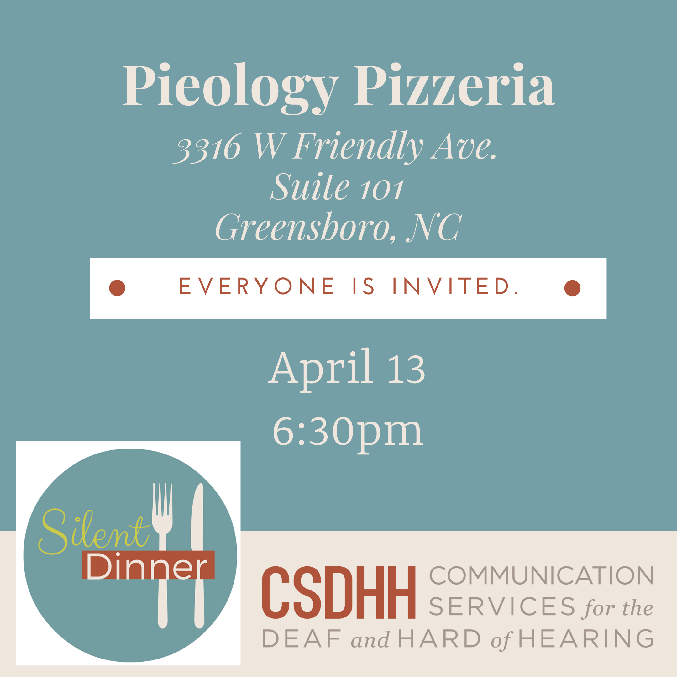 Silent Dinner - Pieology Pizzeria