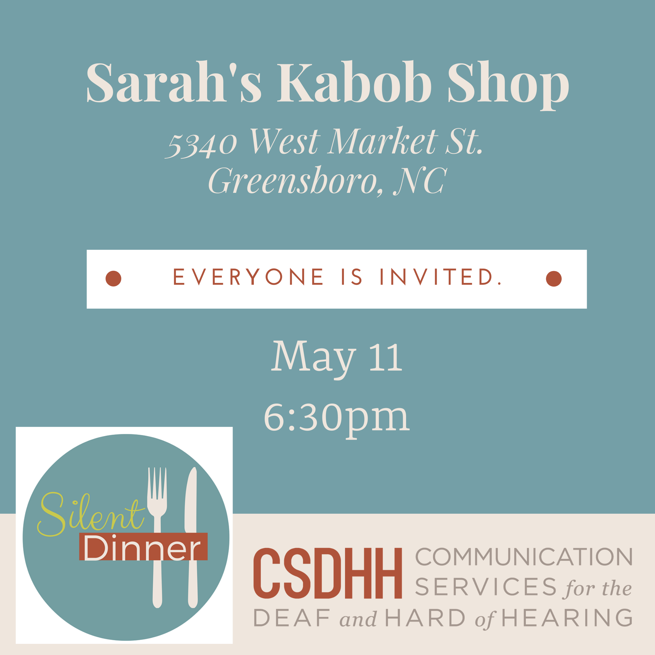 Silent Dinner - Sarah's Kabob Shop