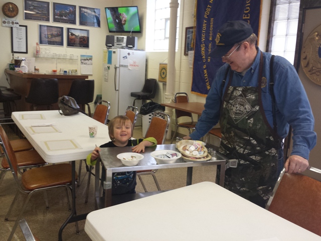 Two SAL members cleaning up after Legion Post 501 breakfast.