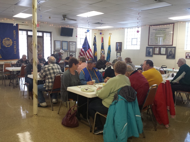 The word is out on Post 501's monthly breakfast - tables are full.