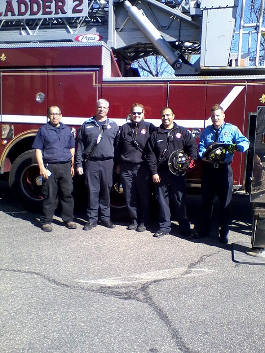 Here is the Madison Ladder Company #2, along with the Hotel Engineer. Smiles around for a job well done.