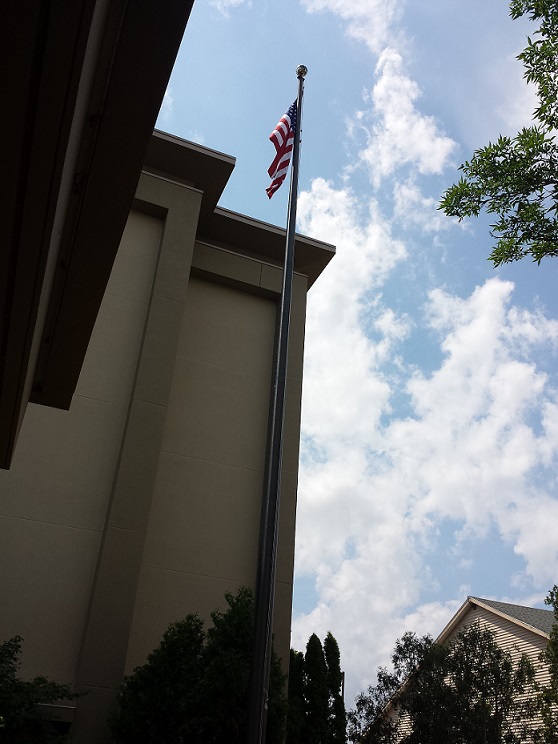 Flag is now positioned in its rightful place.