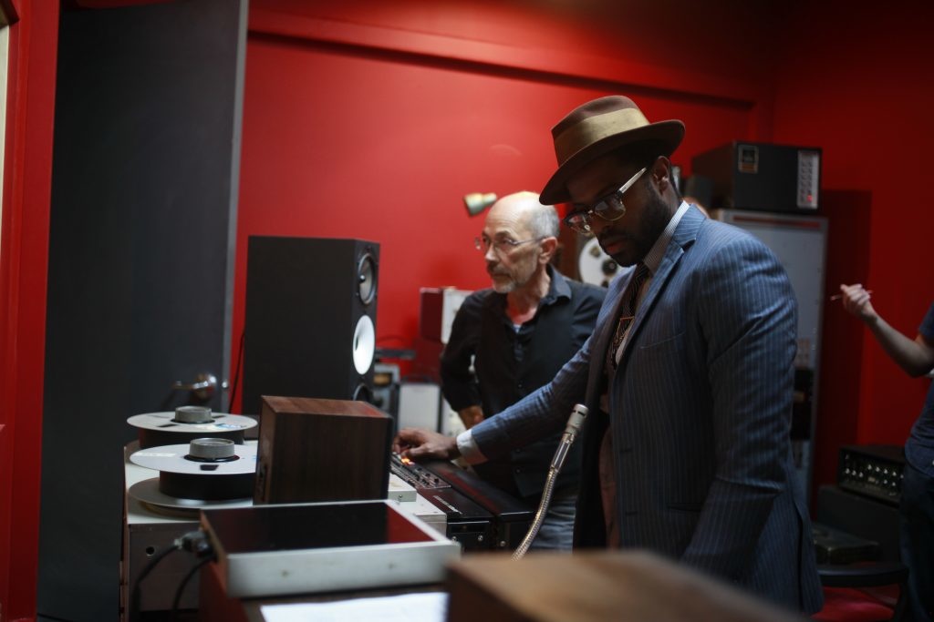 Adrian Younge and Jack Waterson in the Linear Labs Studio. 
