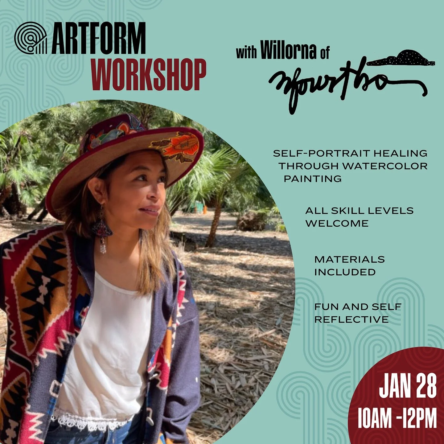 We&rsquo;re so excited to host our very first workshop of the year! Next Sunday, January 28th, Willorna of @3fourths_art will be guiding a self portrait painting workshop here at The Artform Studio! The workshop will be from 10am to 12pm and all mate