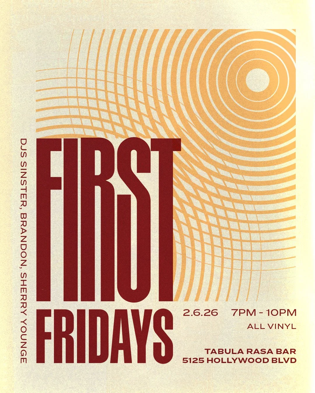 FIRST FRIDAYS @ TABULA RASA W/ DJS SINSTER, BRANDON, &amp; SHERRY YOUNGE