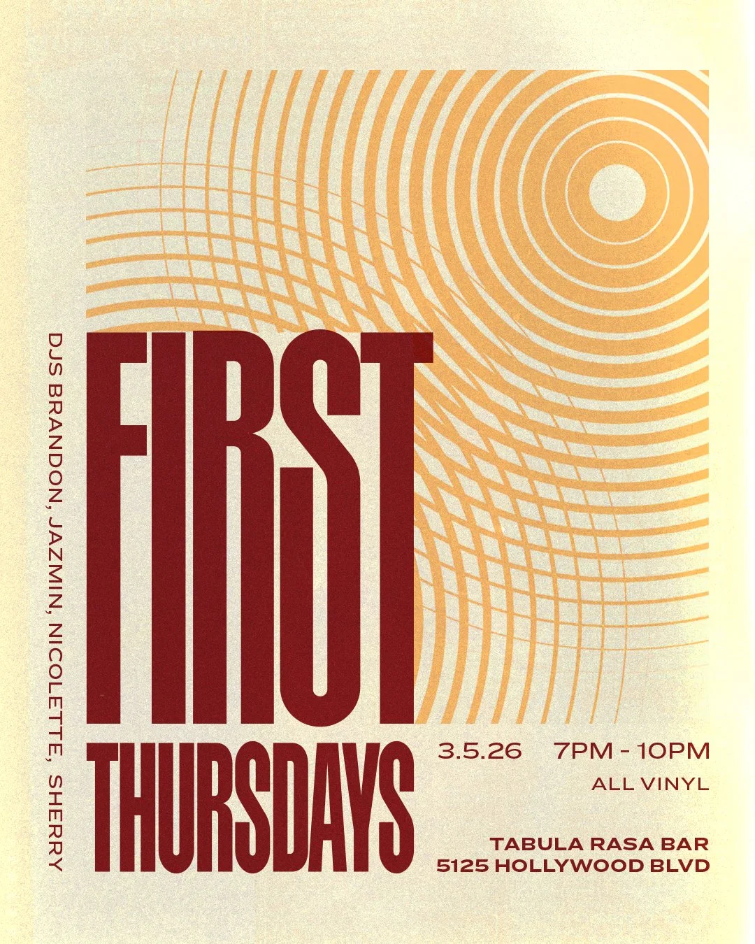 FIRST THURSDAYS @ TABULA RASA W/ DJS BRANDON, JAZMIN, NICOLETTE, AND SHERRY