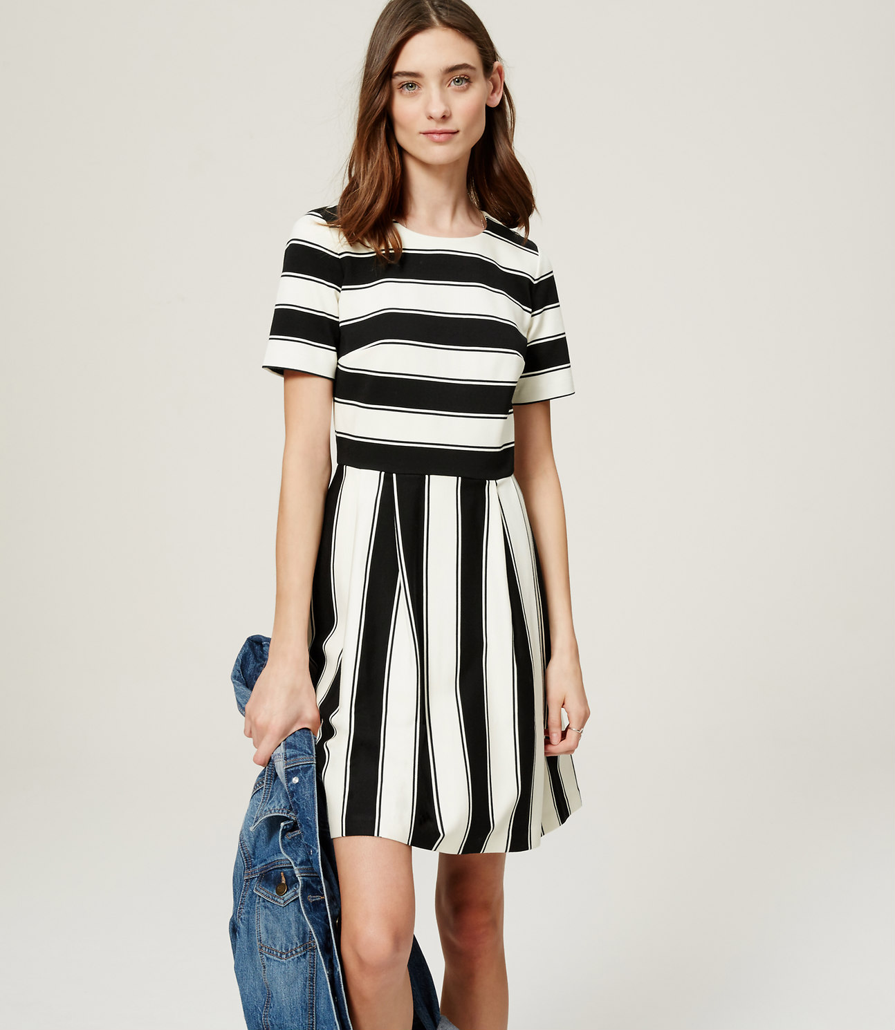 Striped Flare Dress available at LOFT- $79.50