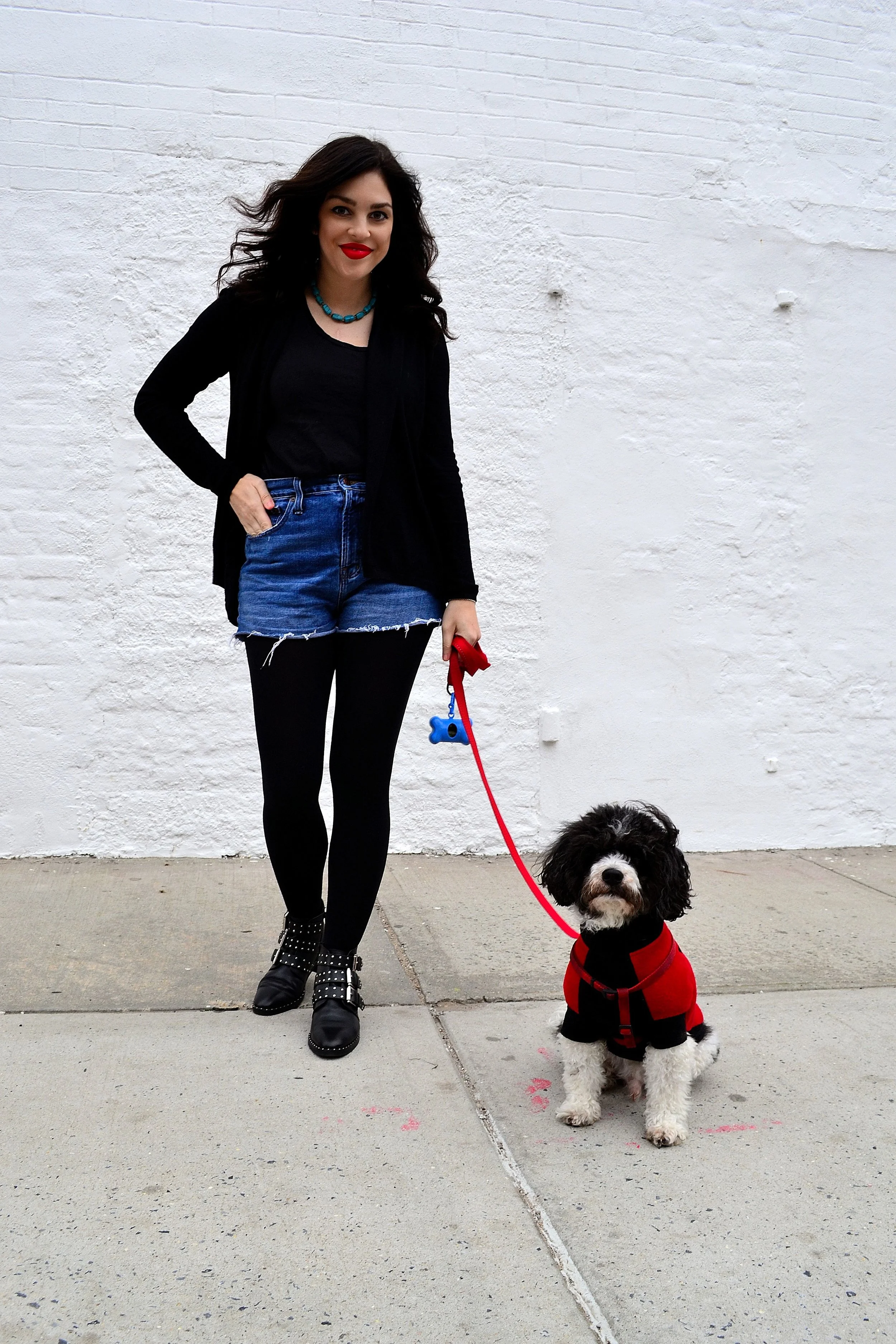 tank top- Madewell, denim shorts- Madewell, cardigan- Express , fleece lined tights- LOFT , booties- ASOS , necklace- gift