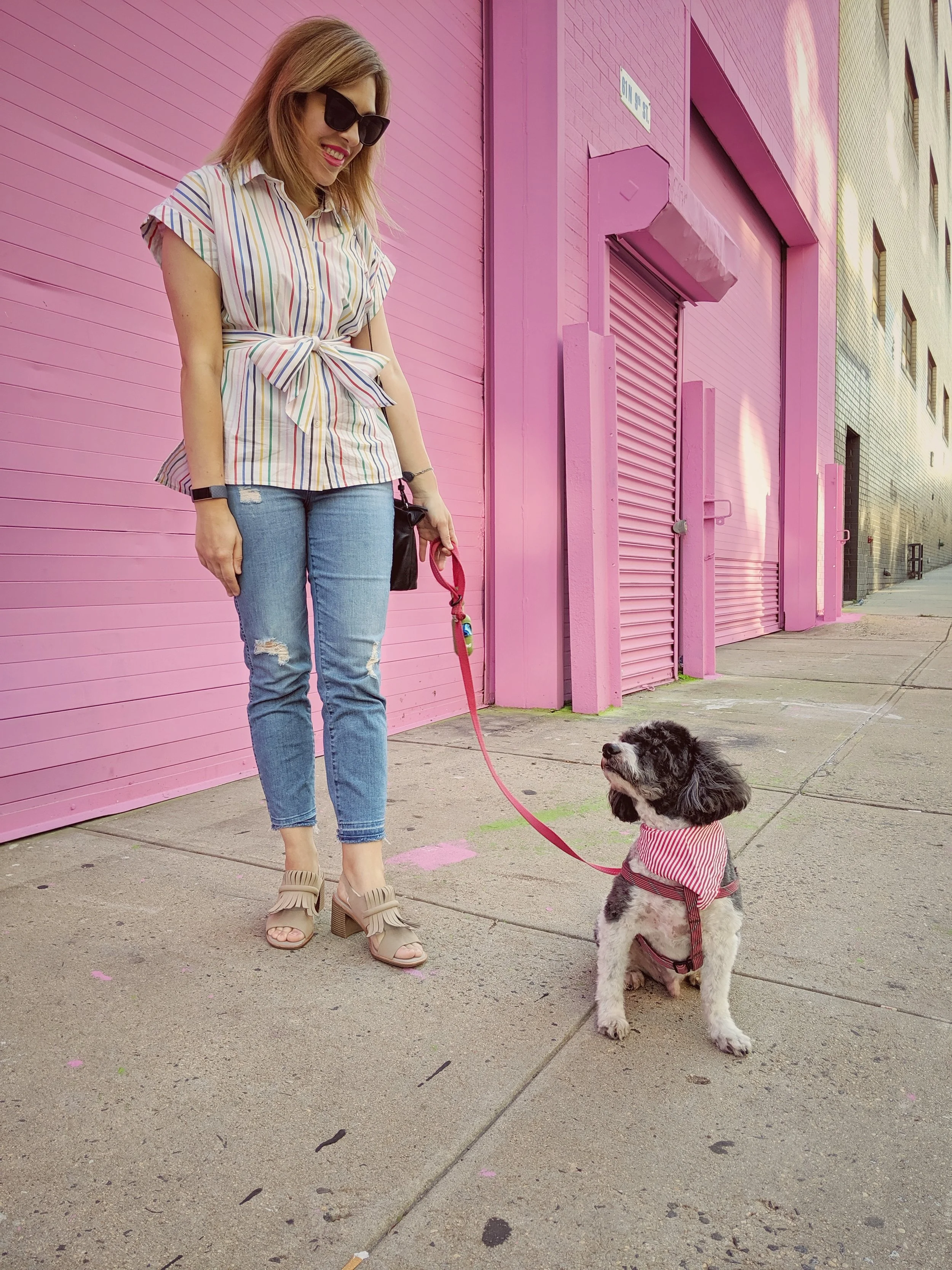 striped top: J.Crew , distressed denim: J.Crew , purse: Zara , shoes: Bass, sunglasses: Urban Outfitters