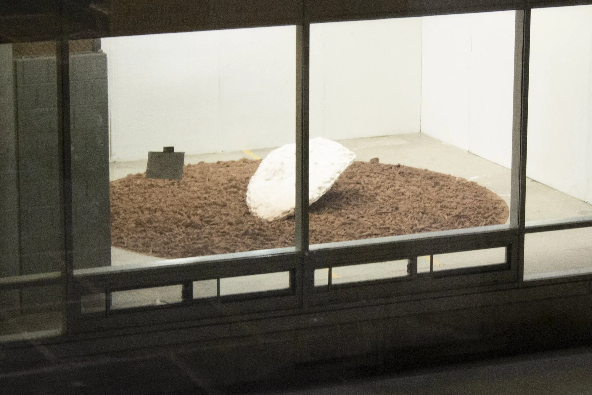  Sacred Circle - Bullfighter’s Shield Plaster, Bull Horns, Recycled Ceramic Shards, Red Earthenware Powder 24” x 196” x 196” 2013 