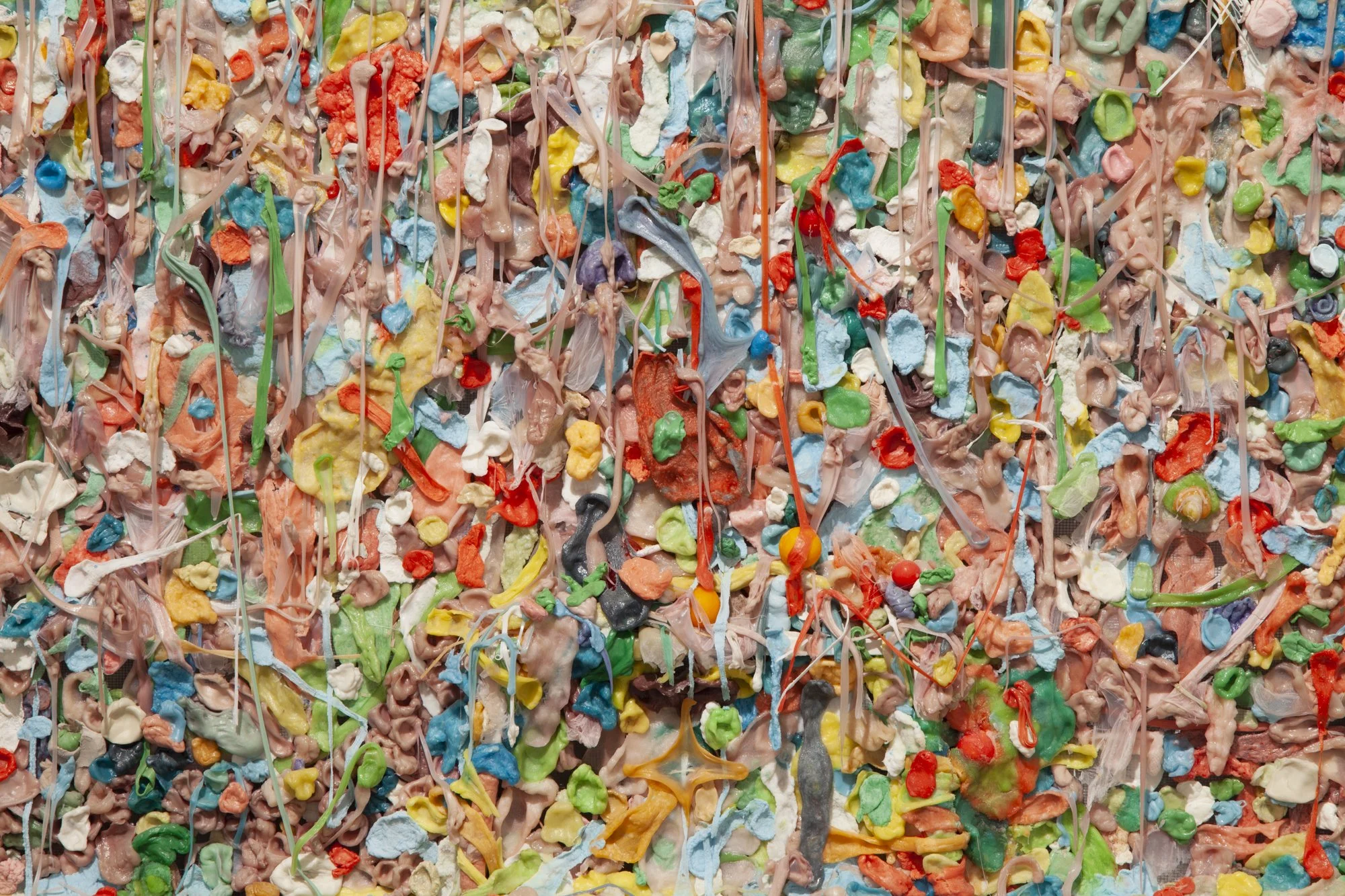  Gum Screen (detail) Window screen, Gum 26” x 36” x 1” 2015 