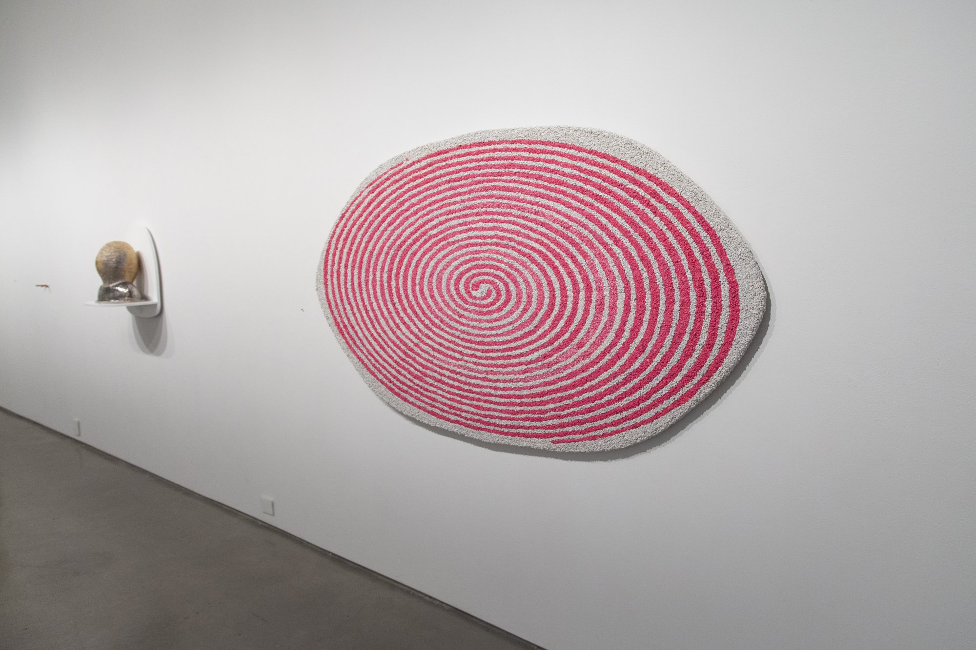  Never Getting Too Close (Pink Spiral) Plywood, Aquarium rock, Adhesive 47” x 83” x 2” 2015 