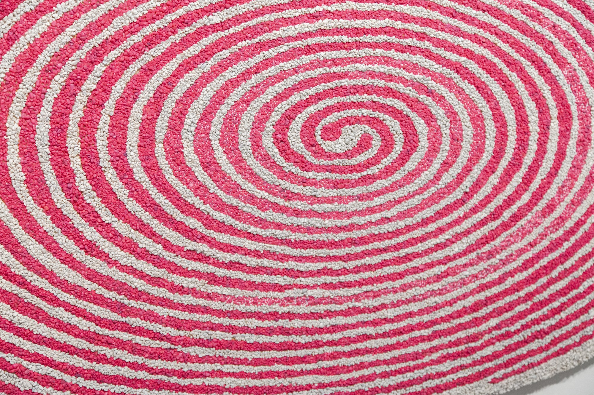  Never Getting Too Close (Pink Spiral)  Plywood, Aquarium rock, Adhesive 47” x 83” x 2” 2015  