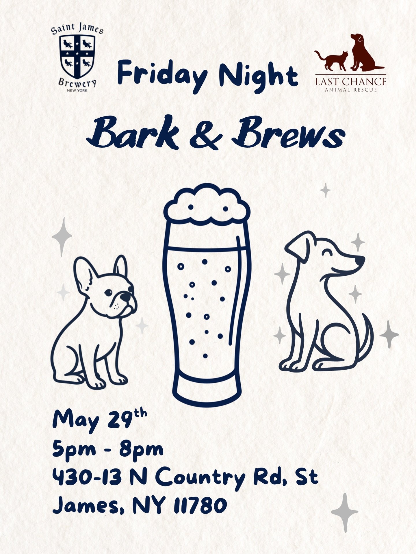This weekend at St. James Brewery is all about community, good beer, and giving back ❤️🍻

🐶 Friday starting at 5PM &mdash; Join us for a Dog Adoption Event and maybe meet your new best friend.

💙 Saturday &mdash; We&rsquo;re hosting a fundraiser s
