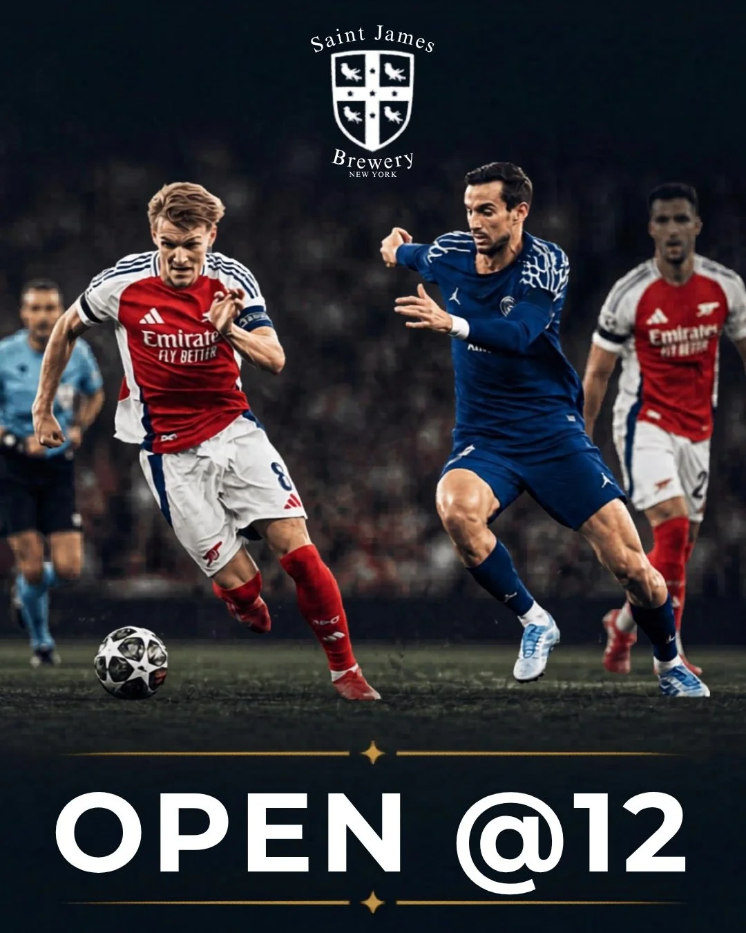 ⚽️ SURPRISE! We&rsquo;re opening early today! ⚽️

Last-minute decision: the taps start flowing at NOON so you can catch the Arsenal vs. PSG match before our fundraiser kicks off at 2 PM!

Two great events, one great day:
⚽ Arsenal vs. PSG SOUND ON 
?