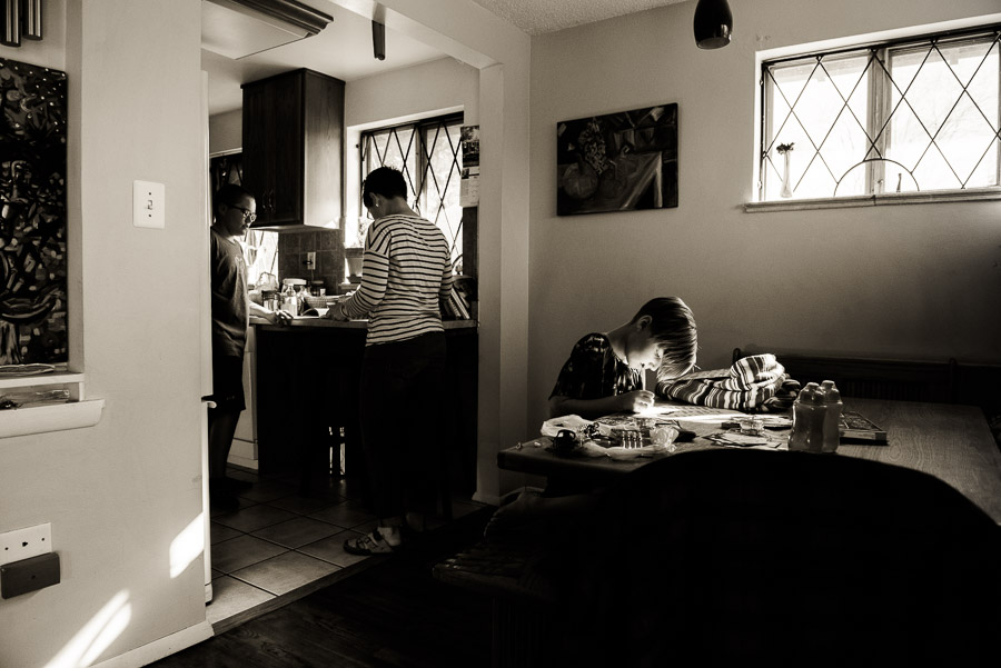 Homework in the kitchen