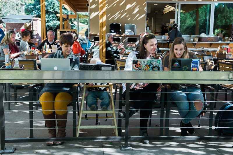 Team of women at work in a restaurant.