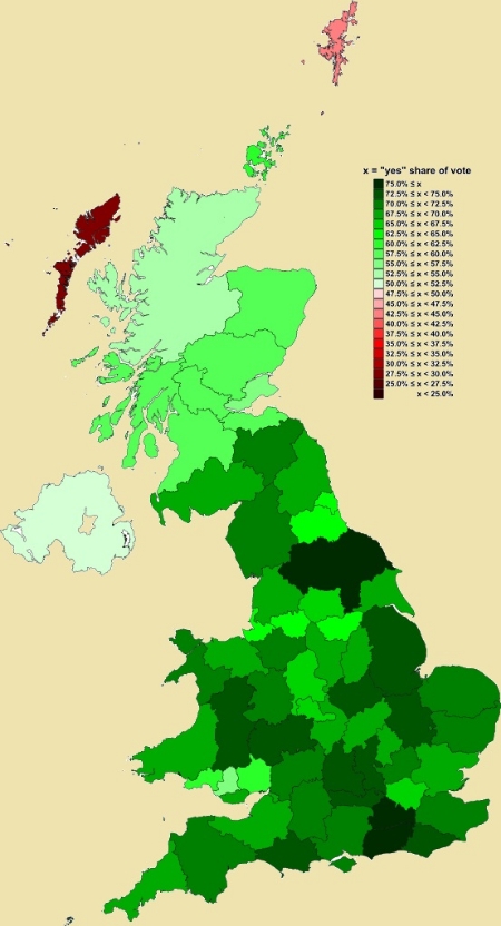 for the 1975 EEC Referendum, the British Public voted by a two-thirds majority in favor of what was then the Common Market. Image Credit: MrPenguin via Wikimedia Commons cc