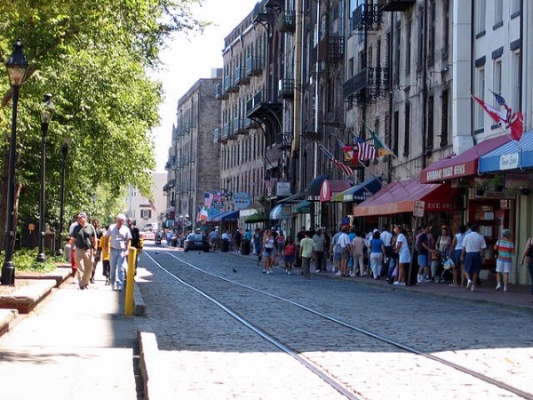 River Street in Savannah - Georgia's first city. Image Credit: Aude via Wikimedia Commons cc