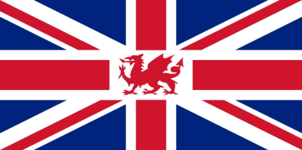 A modified Union Flag with the Welsh Red Dragon included. Image Credit: Yes0song via Wikimedia Commons cc