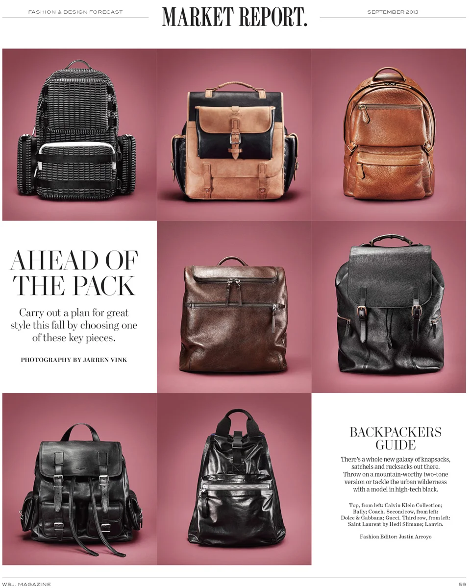 jarren vink wsj backpack tearsheet photographer still life art studio new york photo photography