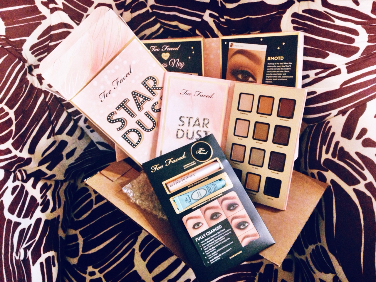 Guess what. I entered a contest on the Internet and I won! Huge shoutout to Too Faced Cosmetics and Instagram makeup tutorial star Vegas Nay for this new Star Dust palette! I can’t wait to incorporate some new looks into my daily routine. Too Faced is one of my favorite brands. I have more of their eyeshadow palettes than any other brand because their rich pigments apply so smoothly and the color seems to stay. Plus, my bronzer and makeup smell like Chocolate! Honestly, It’s been a while since I’ve been able to afford to treat myself to a new eyeshadow palette so I’m extremely grateful to be one of the random winners!