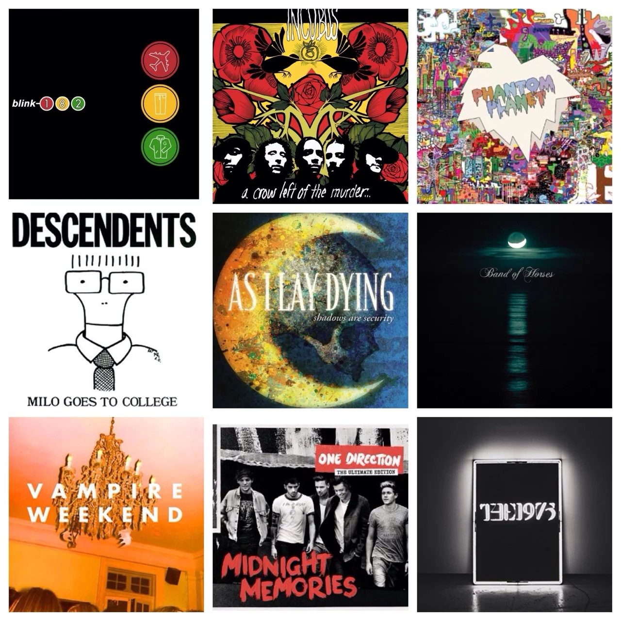 I want to start out by saying that these are, by no means, my favorite albums or albums that I would recommend for you to listen to anytime soon. They are, however, albums that are significant in my life for reasons that I will list below. This post wrote itself in my mind a long time ago and it’s time to write it down. I’ll start with middle school and move on to high school, college, and beyond. Here goes nothing.
Ah, middle school… not to toot my own horn but I was way more mature than I should have been and my taste in music was pretty sophisticated. As my husband puts it, I’m more of a teenage fangirl now than I ever was in the past.
Take Off Your Pants and Jacket by Blink 182- The Intro to Teen Angst Album
I was 11 when this came out. Eleven. I don’t even really remember what that was like. Remember those catalogs that came in the mail where you could order a bunch of CDs and get a great deal? Yeah, I picked this one out based on the cover and genre, I’m sure. Evidently being a preteen was emotionally traumatic enough to be drawn to songs like “Story of a Lonely Guy” and “First Date”. I still know every word to this album and I wouldn’t mind singing along with you.
A Crow Left of the Murder by Incubus - The I Hang Out with Older Artsy Fartsy Kids Album
I was in 8th grade when this album came out and undoubtedly some older kid in a studio art class at my combined middle/high magnet school bought this and had it on repeat upstairs in the art building. This album gave me the feels, for real. I’m starting to realize how moody I have always been. Southern Girl and Here in My Room are my anthems from this one.
Milo Goes to College by Descendents - The True Beginnings of all Things Punk
There was a guy. That’s the beginning and end of that story. I suppose the true punk came more from my dad’s stories of his skateboard days and therefore becoming obsessed with Tony Hawk. I just picked Milo because it was given to me. I listened to way too much Ramones, The Clash, Fugazi, Dead Kennedys, and Black Flag. Those bands came back to haunt me when one of my artsy friend’s boyfriend’s was totally into The Dead Milkmen, two-stepping, and shows. That “real punk”… It transformed into me being in love with Pop Punk which coincided with the Bush/Kerry election and Rock Against Bush albums. Let’s just say there was lots of Taking Back Sunday, Dashboard Confessional, Jimmy Eat World, Avril Lavigne, Mae, Greenday, Motion City Soundtrack, and Valencia thrown in during this time frame too.
Phantom Planet by Phantom Planet - The Seth Cohen Will You Be My Boyfriend Album
He’s still so dreamy. The O.C. changed my life, y’all. I couldn’t miss an episode. Not even when we went to Disney on vacation for Thanksgiving. I’ve seen every episode more than once and I own all the seasons. The O.C. is my favorite show second to only one, Sabrina. The show soundtrack really got me into music and seeking out new artists to listen to regularly. Remember how they featured a few artists at the end of each show with info about their album? That was the best. Let’s do that more often. Seth and Summer Forever.
High School
X & Y by Coldplay / Give Up by The Postal Service / or anything by Radiohead or Death Cab for Cutie
The Albums that were Permanently Destroyed by the First Breakup.
I just can’t go there ever again. Good job, you ruined it for me.
Shadows are Security by As I Lay Dying - The I Made Really Bad Friends and Regrettable Life Choices Album
I changed school and found metal. I went to shows where people got beat up for fun. I don’t want to relive that year of my life ever again. It changed me and I’m glad to have learned from it. At least the bass sounded incredible in my car.
Cease to Begin by Band of Horses - The Album I Fell in Love with You to
This album is really the end and beginning of everything in my life. The end of the terrible phase mentioned in the last album blurb and the beginning of the most wonderful journey with my most perfect match. I can’t imagine a better soundtrack to our love.
College and Beyond
Vampire Weekend by Vampire Weekend - The Because We Can Prom Too Album
Perks of having a high school boyfriend while you’re already in college? Endless proms. Those were the best fêtes. This album is one of those that never fails to get me in a good mood. You wrote about it once in newspaper. The beats are bubbly and infectious.
Midnight Memories by One Direction - The Sister Album
I went to college and when I came home my sister was grown! She was her own person. For the first time she was someone I was able to share my thoughts, feelings, and experiences with. She quickly became my best friend. This one is for her, our bonding after so many distant years of a too large age gap, and fond memories.
The 1975 Self Titled Album - The Longing Album
This was my soundtrack to many a drive between Augusta and Charleston the year of our engagement. For me it represents being so close but so far away from something, from someone, I always dream of. It’s raw and emotional but something you can sing along to without feeling too sad. It helped me get to you. I’m happy they were there to share the journey. It got me ready for this new one.
Hopefully those were some funny and insightful little snapshots of my life through some interesting music choices! I couldn’t think of a better way to start back to one of my old blog series, TUESDAY TUNES! Check back weekly for some sort of music news in my life. It might be a new album I’m coveting, a playlist, a song bite, or an interesting article about a musician I adore. The possibilities are endless. See you back here next week.