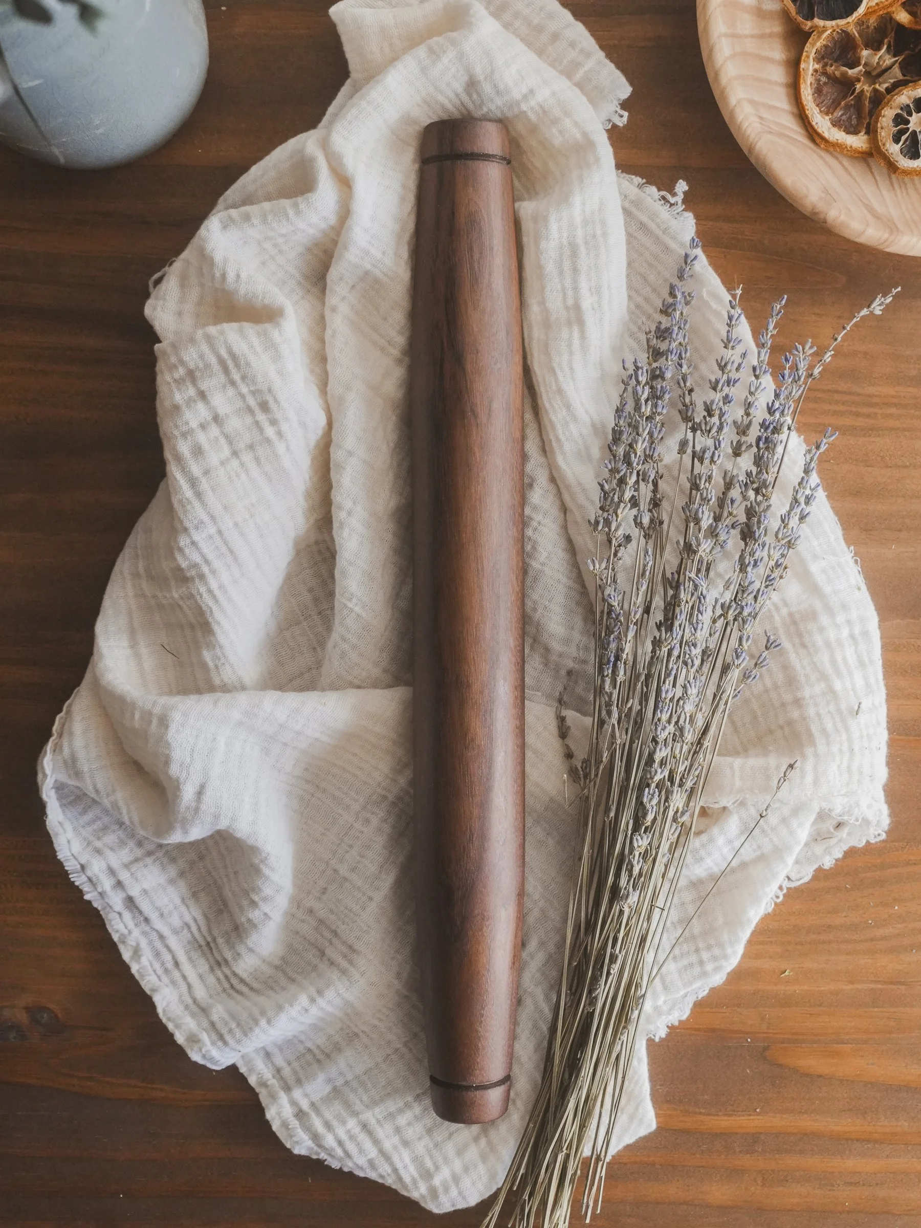 16" Black Walnut French Style Rolling Pin