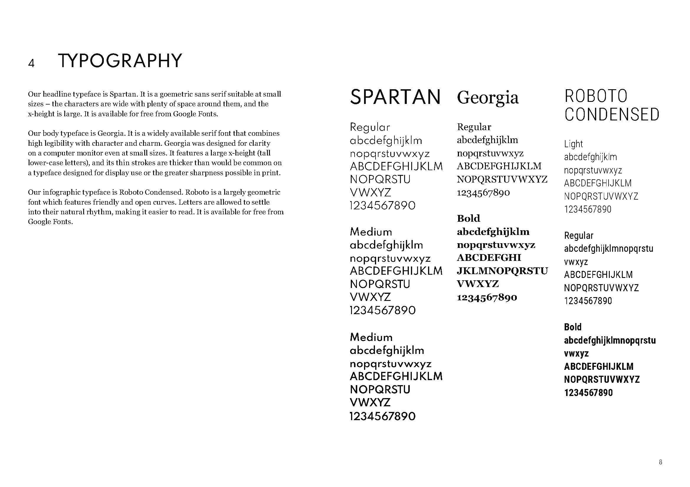 A page from Norgay Partners brand guidelines showing typography usage