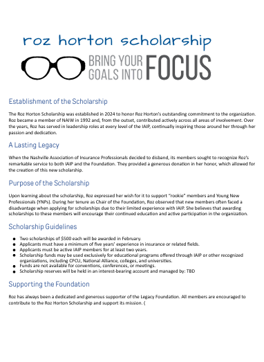 roz horton scholarship