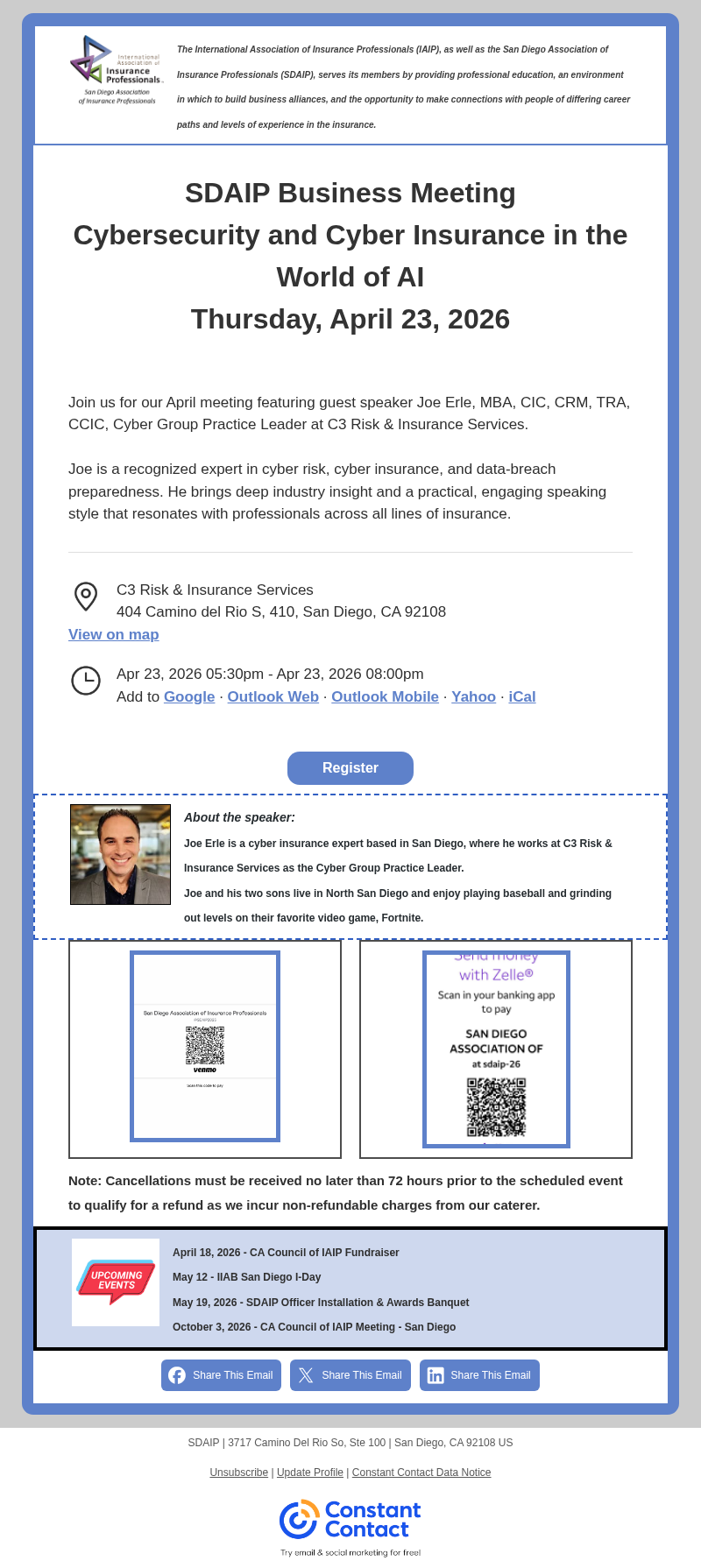 SDAIP April Business Meeting