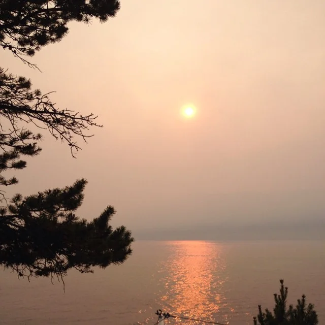 The sun looks burnt.  #bcwildfires #smoke #nofilter #vancouver #howesound #sunset #nature