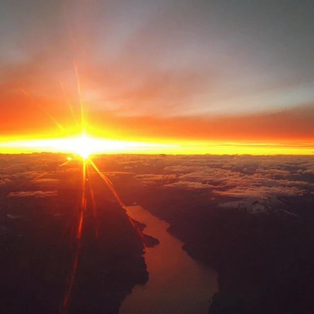 Massive sunset on the flight into Vancouver #sunset #yvr #yvrcanada #vancouver