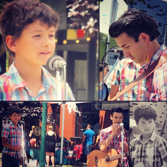Playing some songs on Main Street Car Free Day with my son Nigel #BigfootLittlefoot - thanks to Vancouver Performing Stars @vanperformstars and the organizers of @carfreeyvr