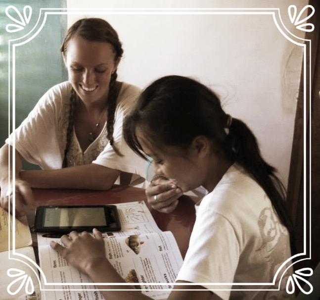 Photo: Melanie McCarthy and student, Tablas Island, Romblon Province, Philippines