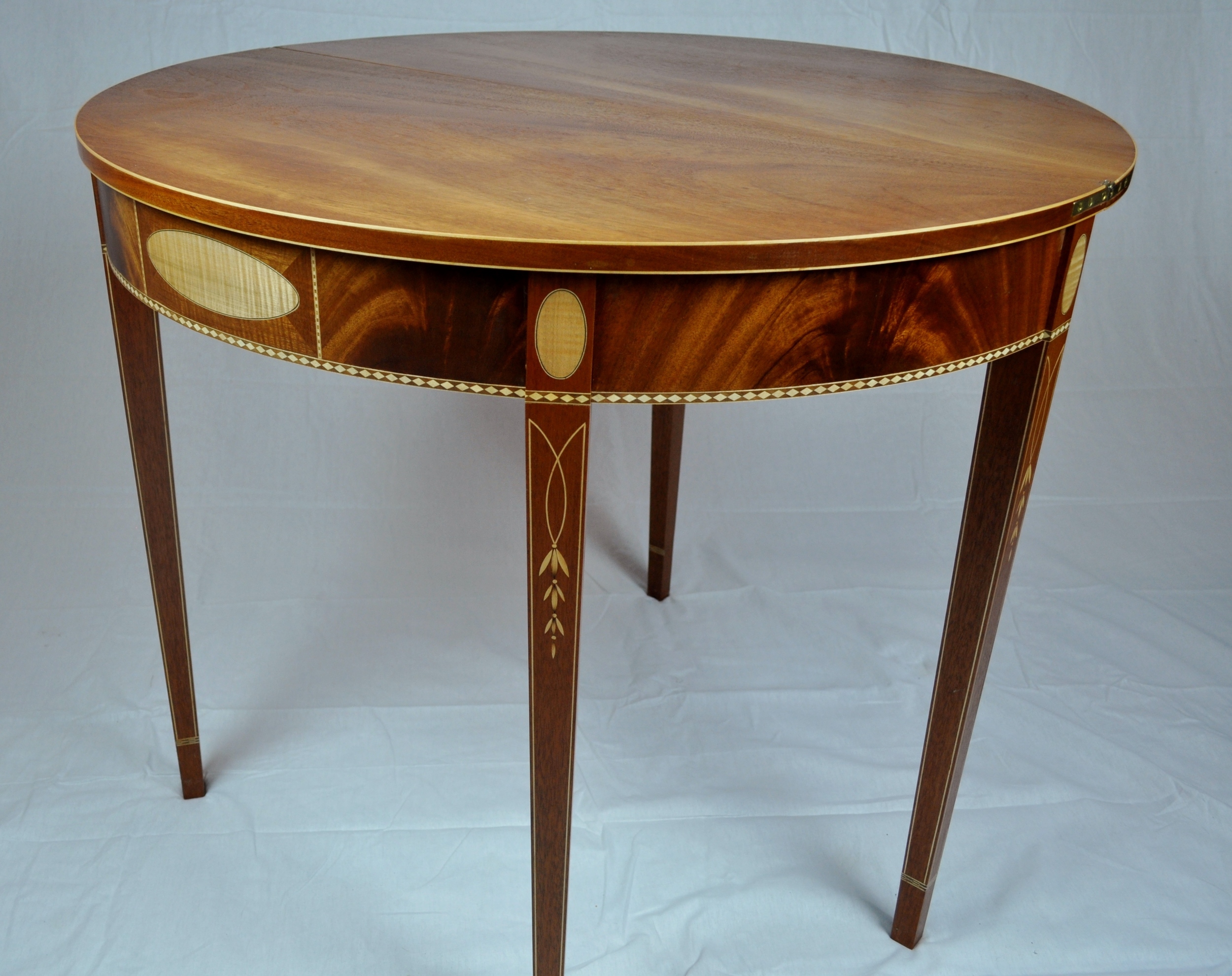 Federal Demilune Card Table, open side view