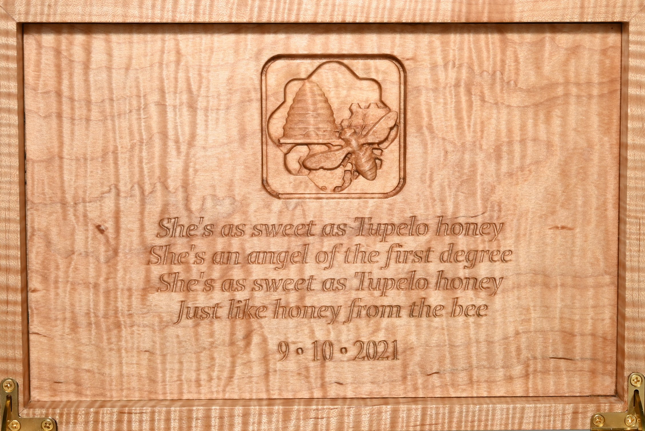 Tupelo Honey lyrics on underside of box lid