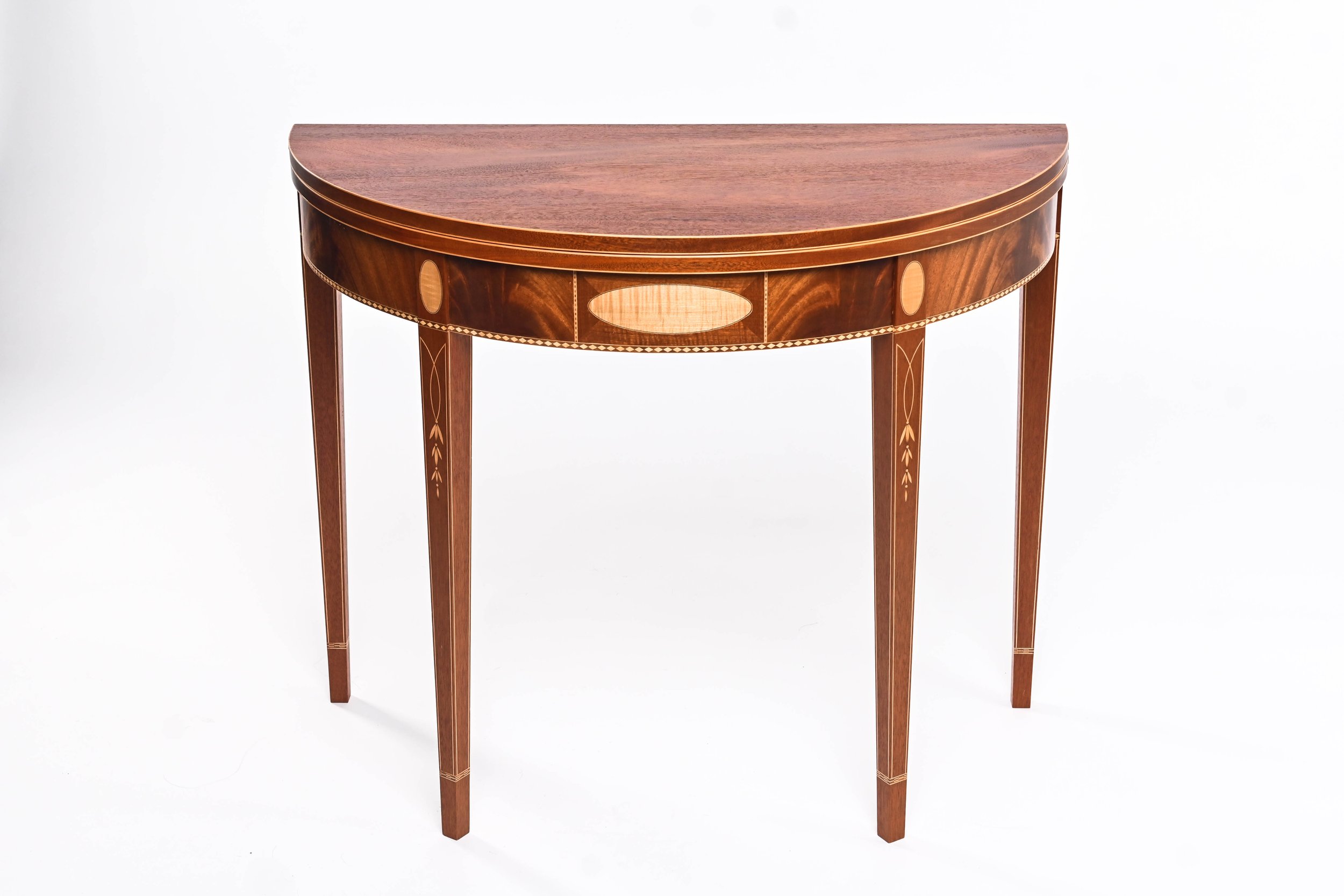 Federal Demilune Card Table, front/top view
