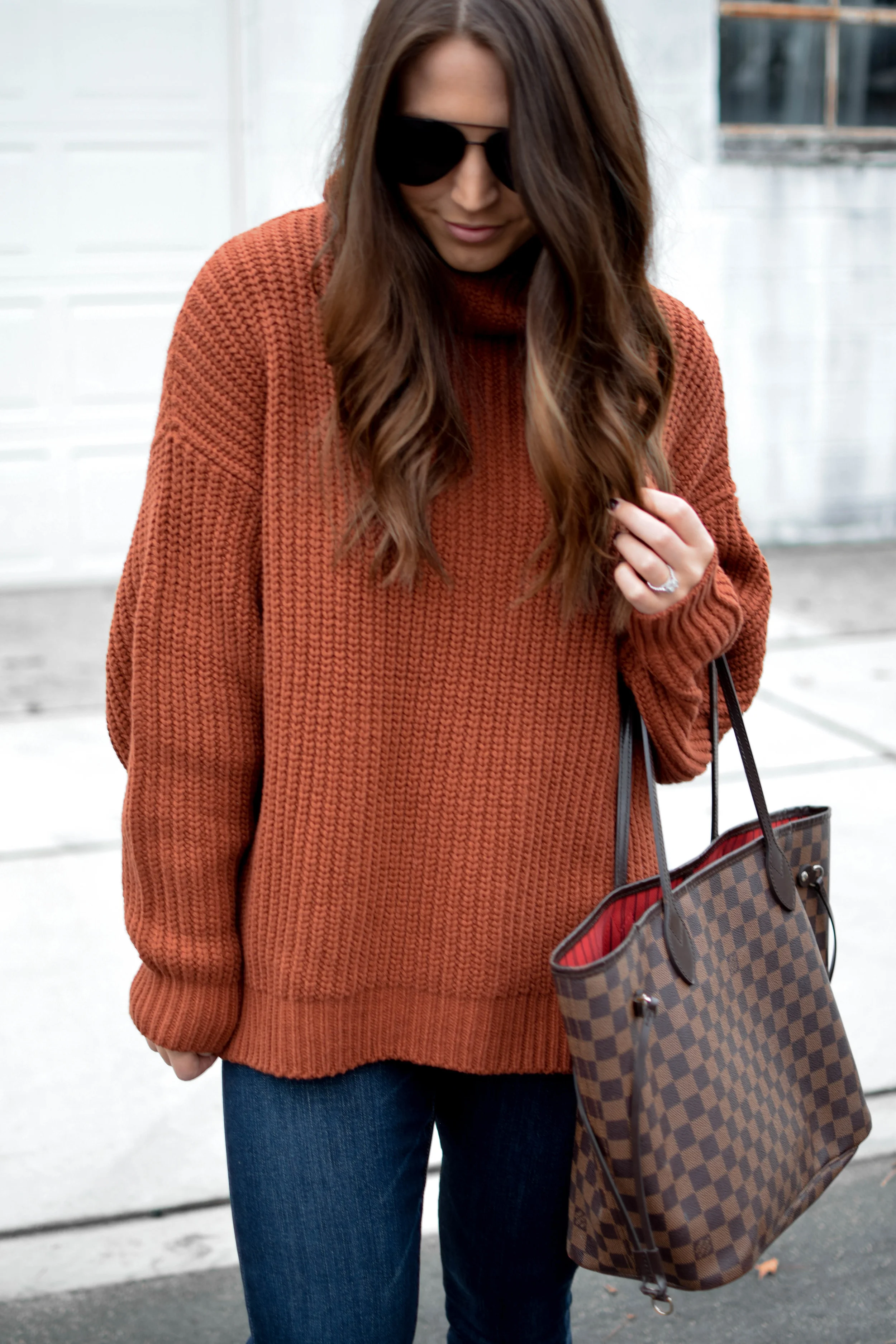 dark orange sweater outfit