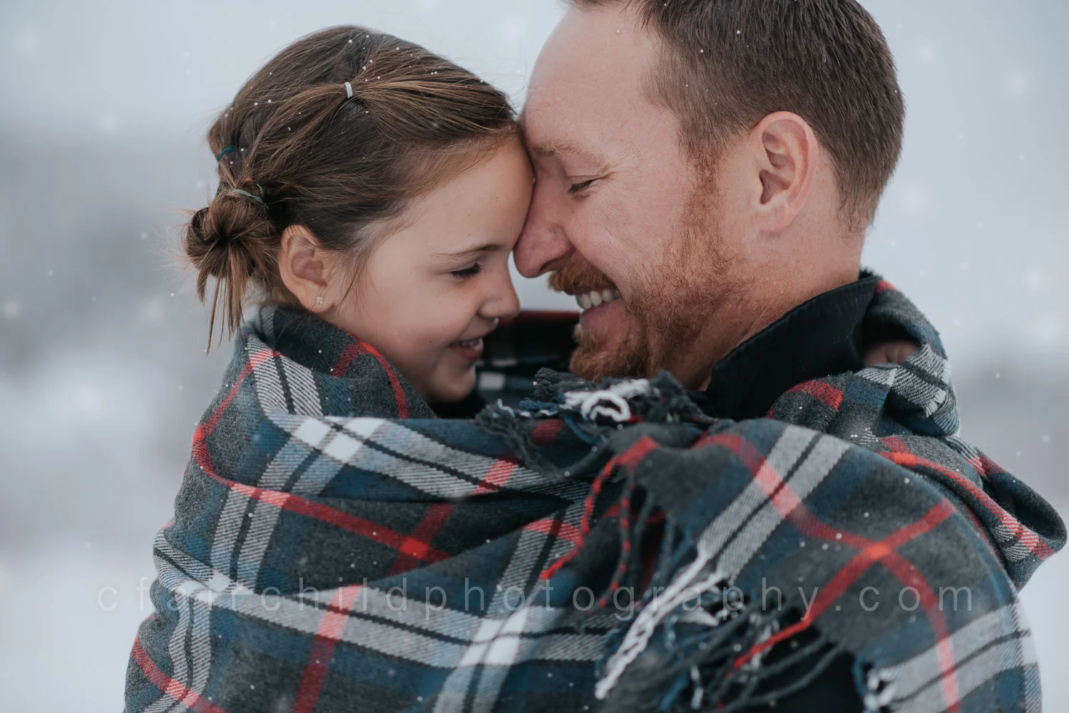 My husband and daughter, taken in November, during a snowstorm. 