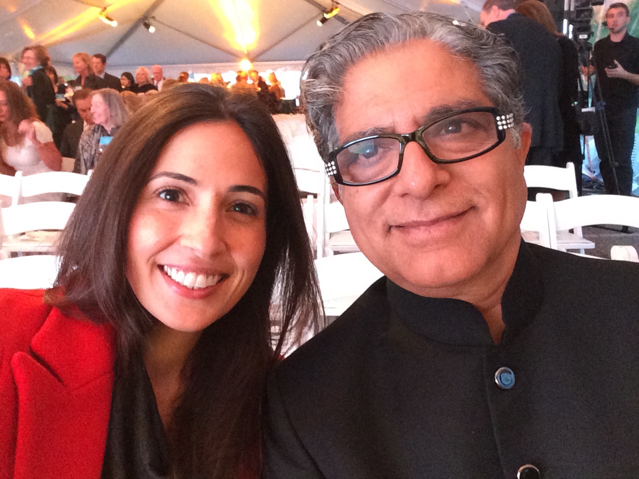 Rebecca with Deepak Chopra.
