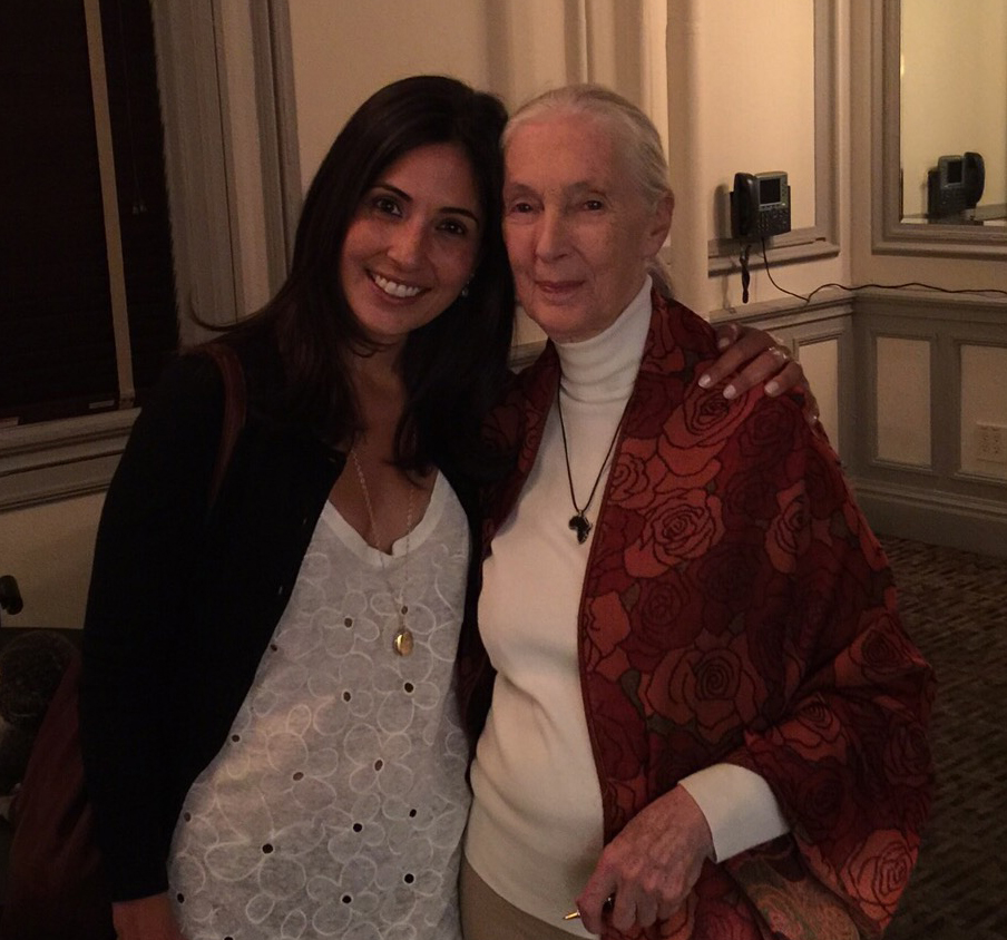 Rebecca with her hero chimpanzee researcher Jane Goodall