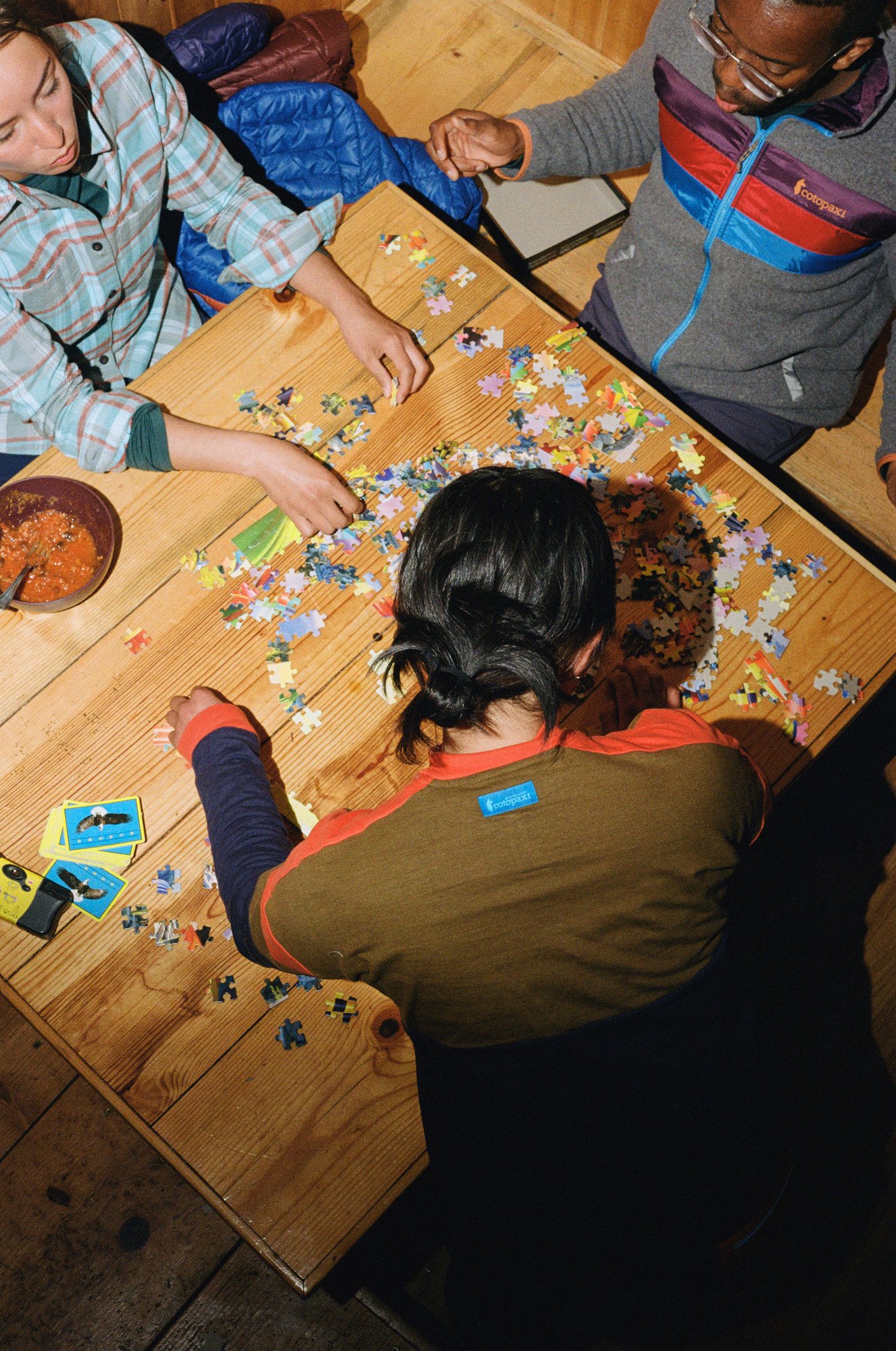 Friends working on a puzzle