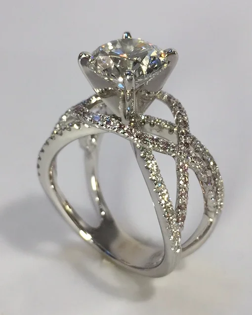 2.25 carat Brilliant on cross over ring
